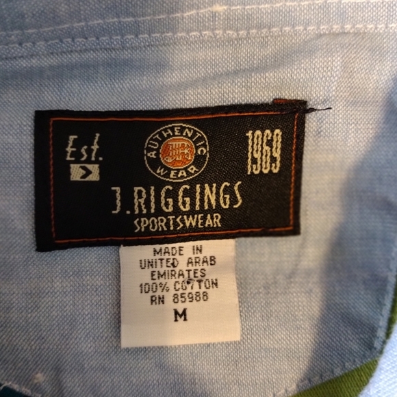 J. RIGGINGS Sportswear Cotton striped short sleeve stretch knit shirt size M men - Picture 3 of 3